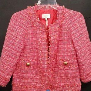 Laundry by Shelli Segal Women's Pink Tweed Cropped Blazer Size 4